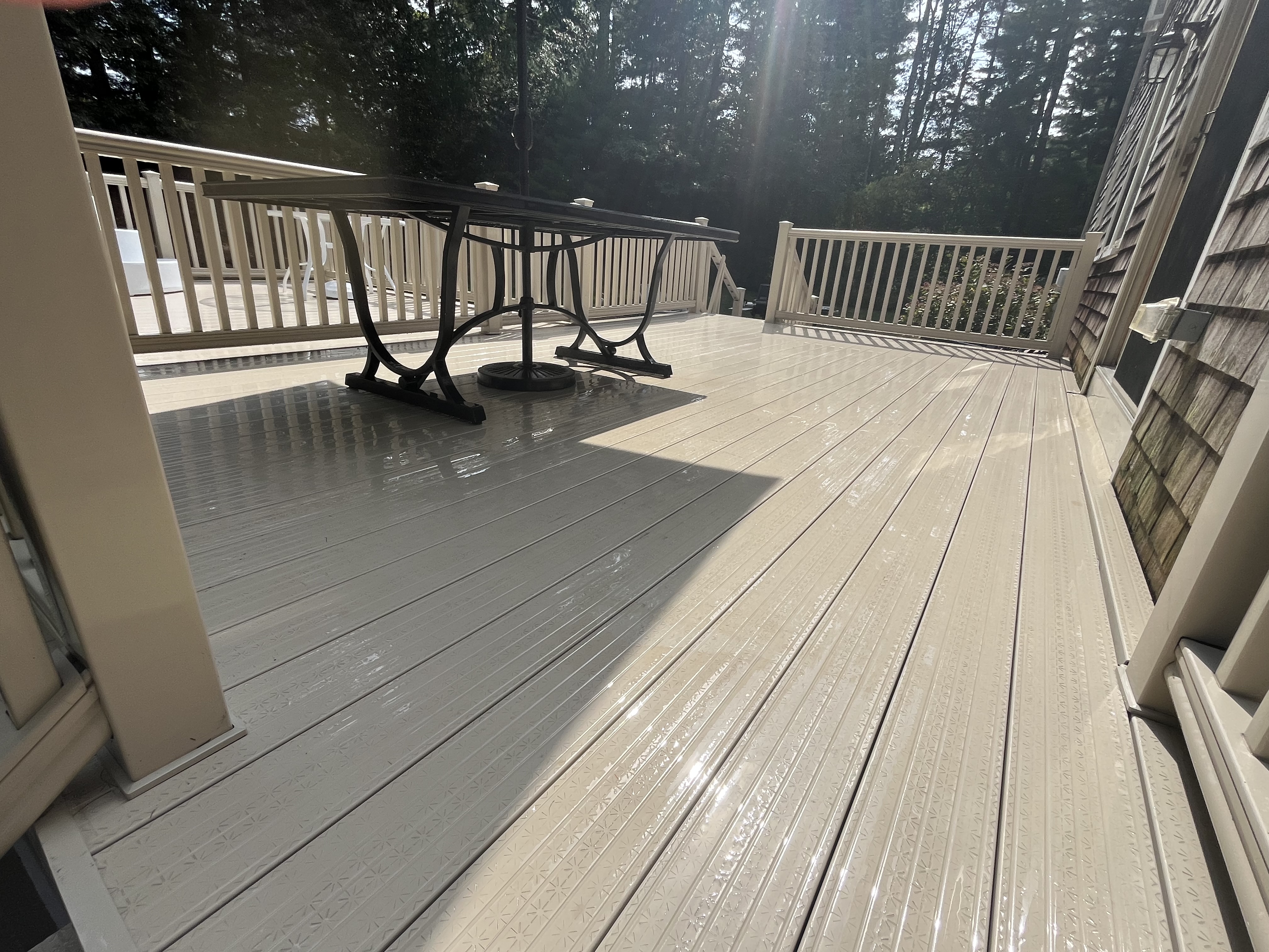 Freshly cleaned composite deck, after photo